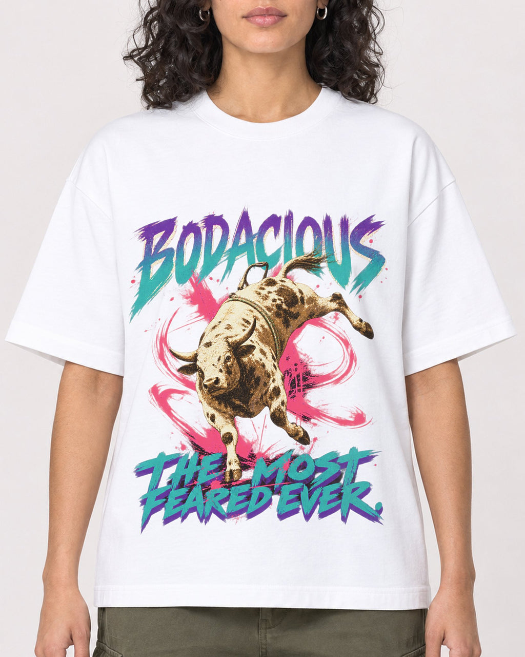Mockup Boxy Heavyweight Tee White female close-up 27