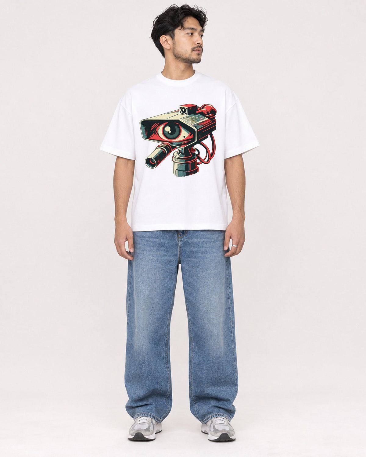 Mockup Boxy Heavyweight Tee White male full-body 02