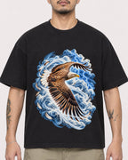 Mockup Boxy Heavyweight Tee Black male close-up 12