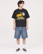 Mockup Boxy Heavyweight Tee Black male full-body 11