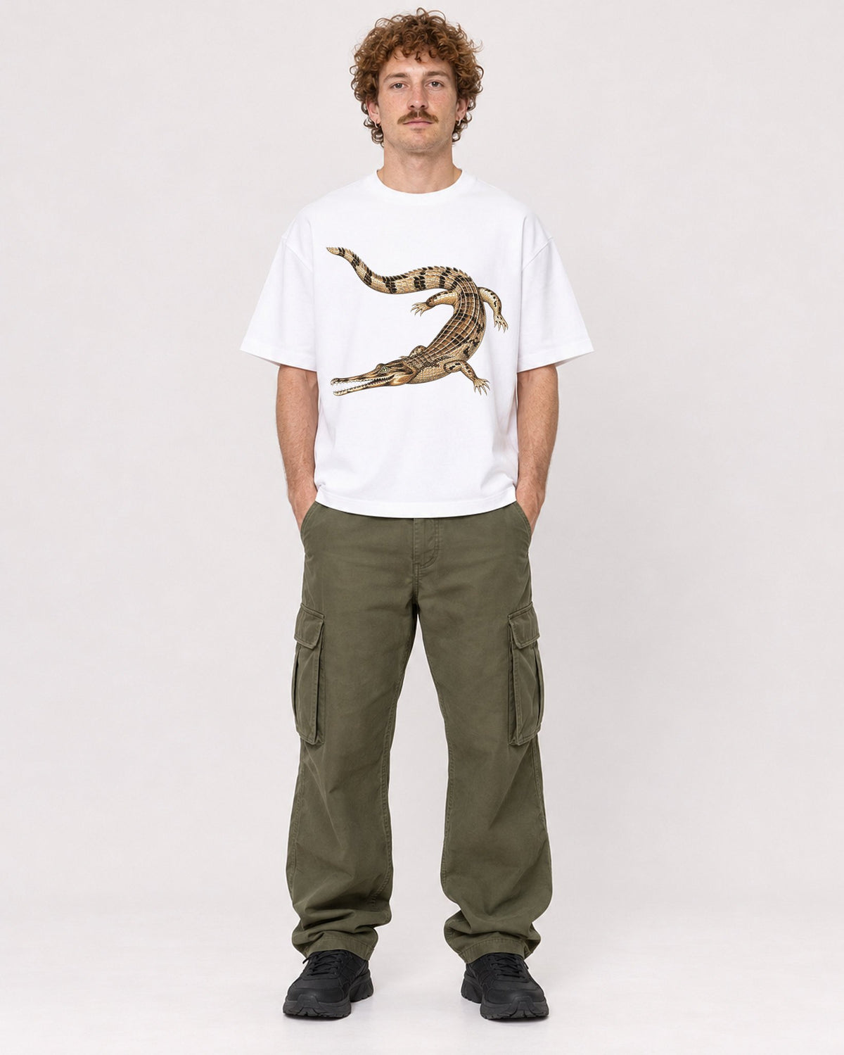 Mockup Boxy Heavyweight Tee White male full-body 09