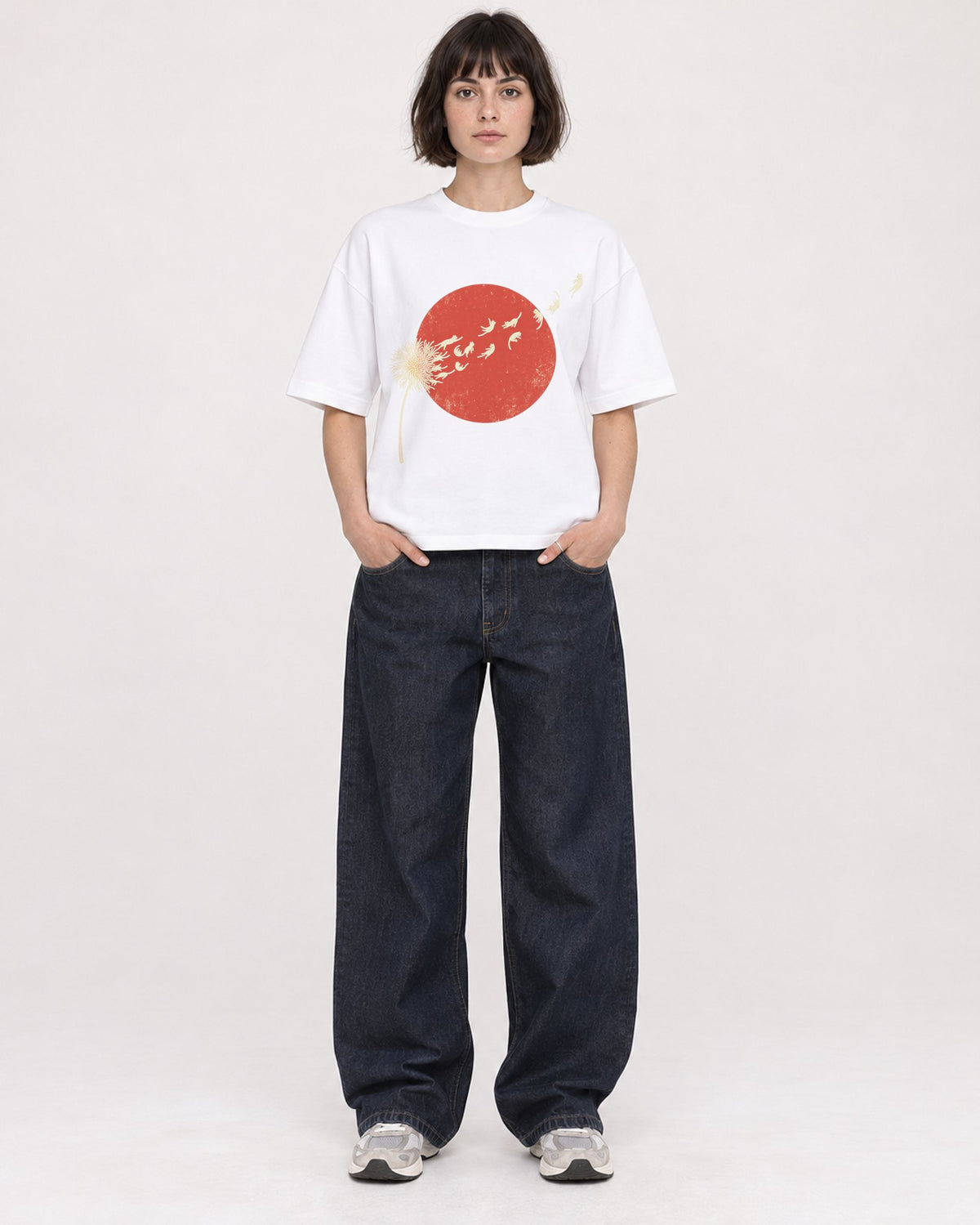 Mockup Boxy Heavyweight Tee White female full-body 39