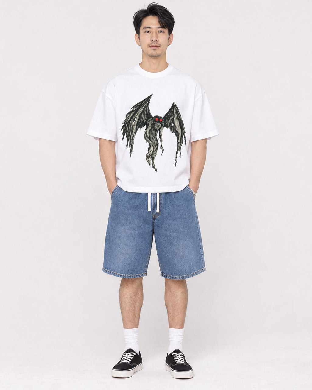 Mockup Boxy Heavyweight Tee White male full-body 13