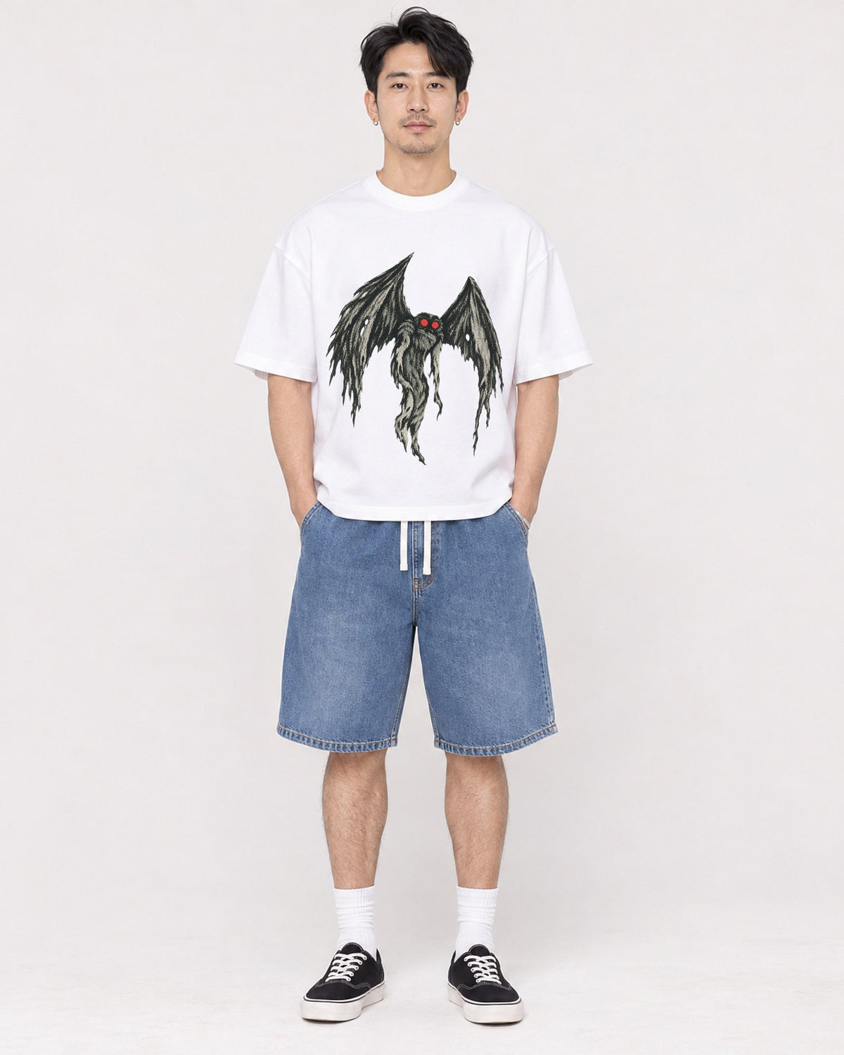 Mockup Boxy Heavyweight Tee White male full-body 13