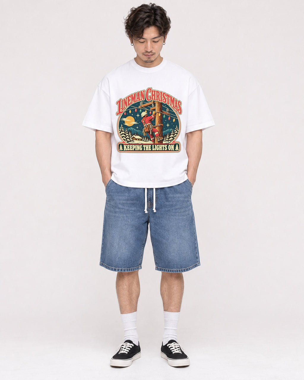 Mockup Boxy Heavyweight Tee White male full-body 03
