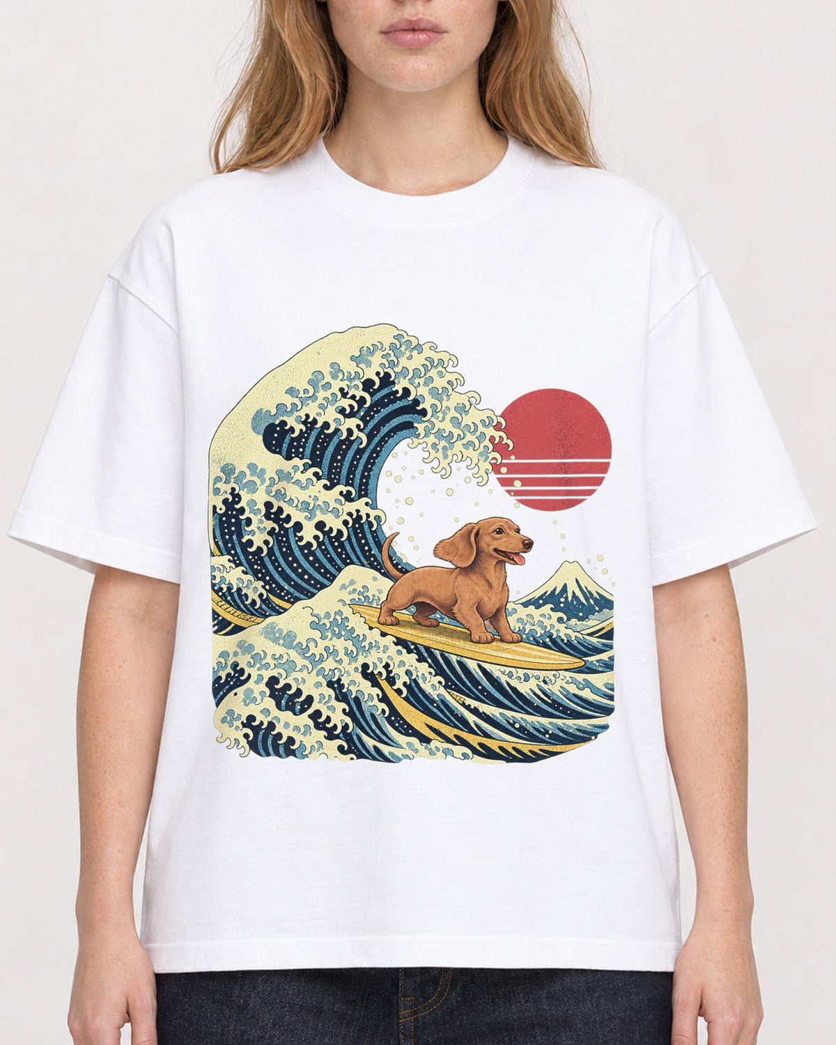 Mockup Boxy Heavyweight Tee White female close-up 49