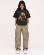 Mockup Boxy Heavyweight Tee Black female full-body 06