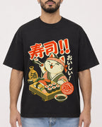 Mockup Boxy Heavyweight Tee Black male close-up 37