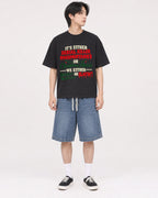 Mockup Boxy Heavyweight Tee Black male full-body 11