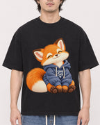 Mockup Boxy Heavyweight Tee Black male close-up 03