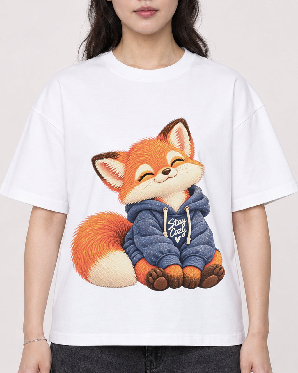 Mockup Boxy Heavyweight Tee White female close-up 03
