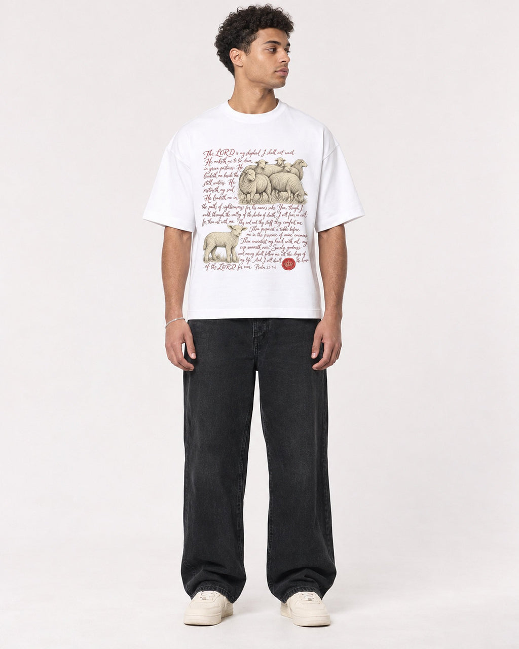 Mockup Boxy Heavyweight Tee White male full-body 10