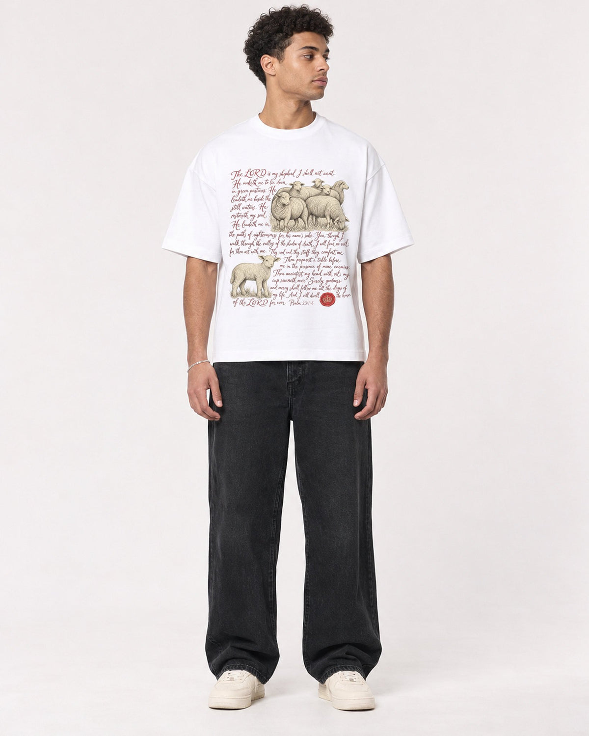 Mockup Boxy Heavyweight Tee White male full-body 10