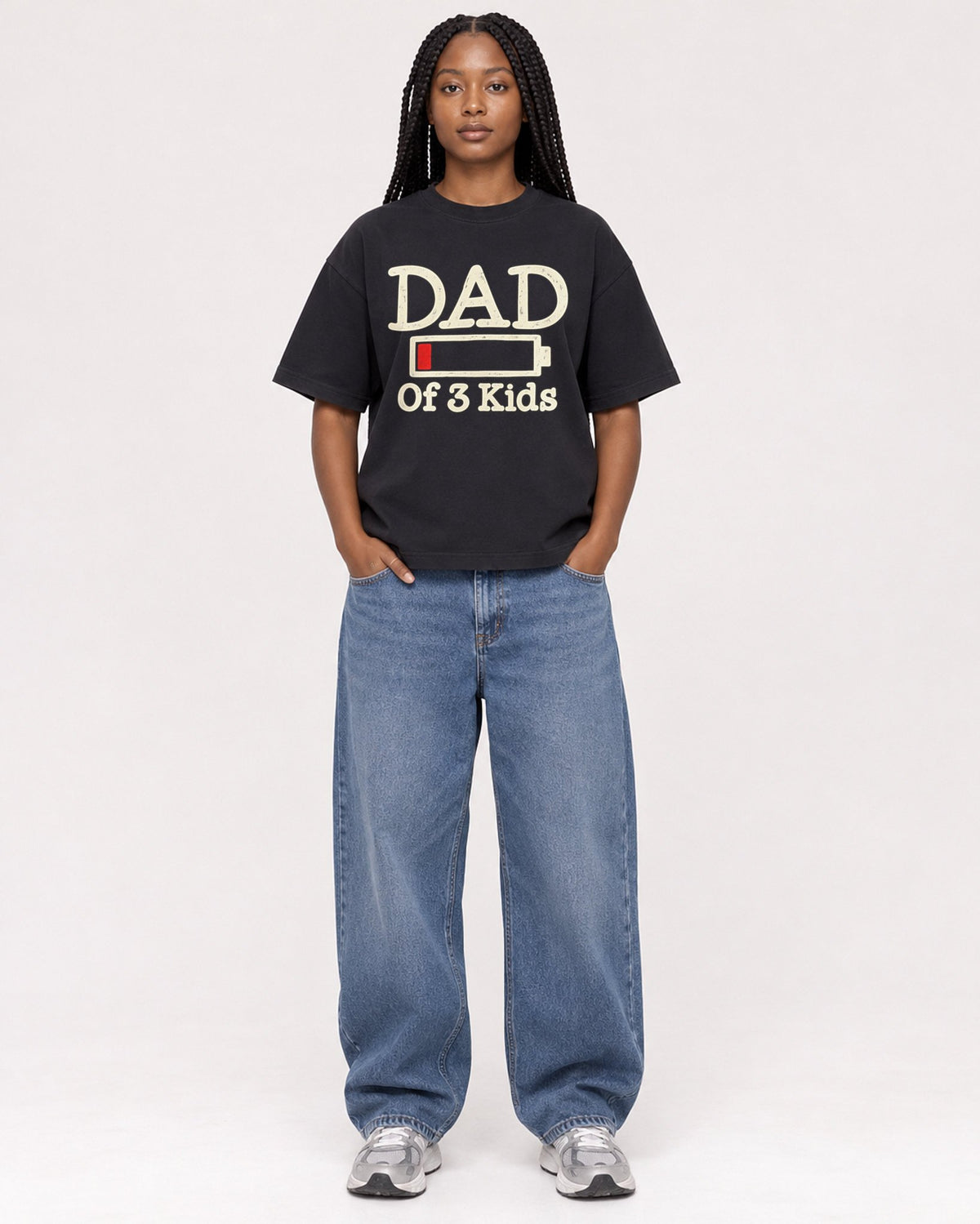Mockup Boxy Heavyweight Tee Black female full-body 04