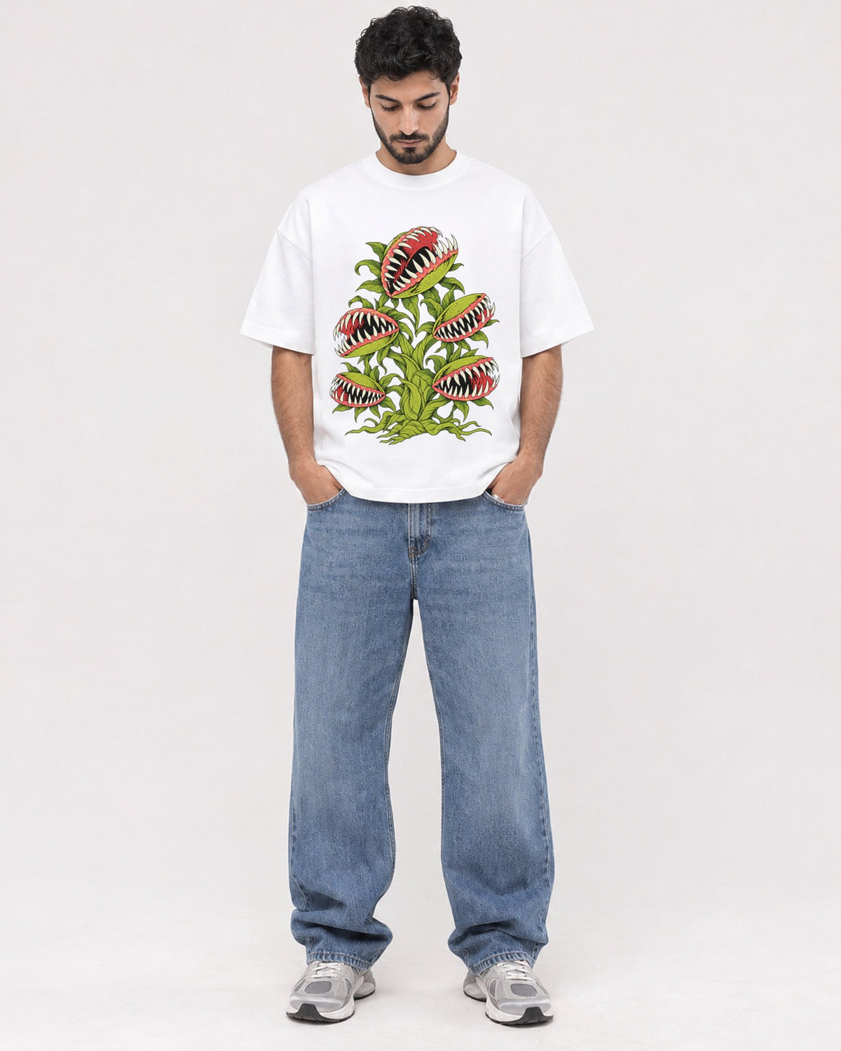 Mockup Boxy Heavyweight Tee White male full-body 07