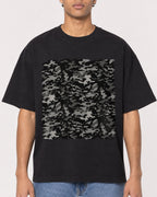 Mockup Boxy Heavyweight Tee Black male close-up 10