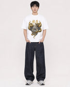 Mockup Boxy Heavyweight Tee White male full-body 01