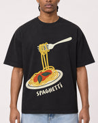 Mockup Boxy Heavyweight Tee Black male close-up 25