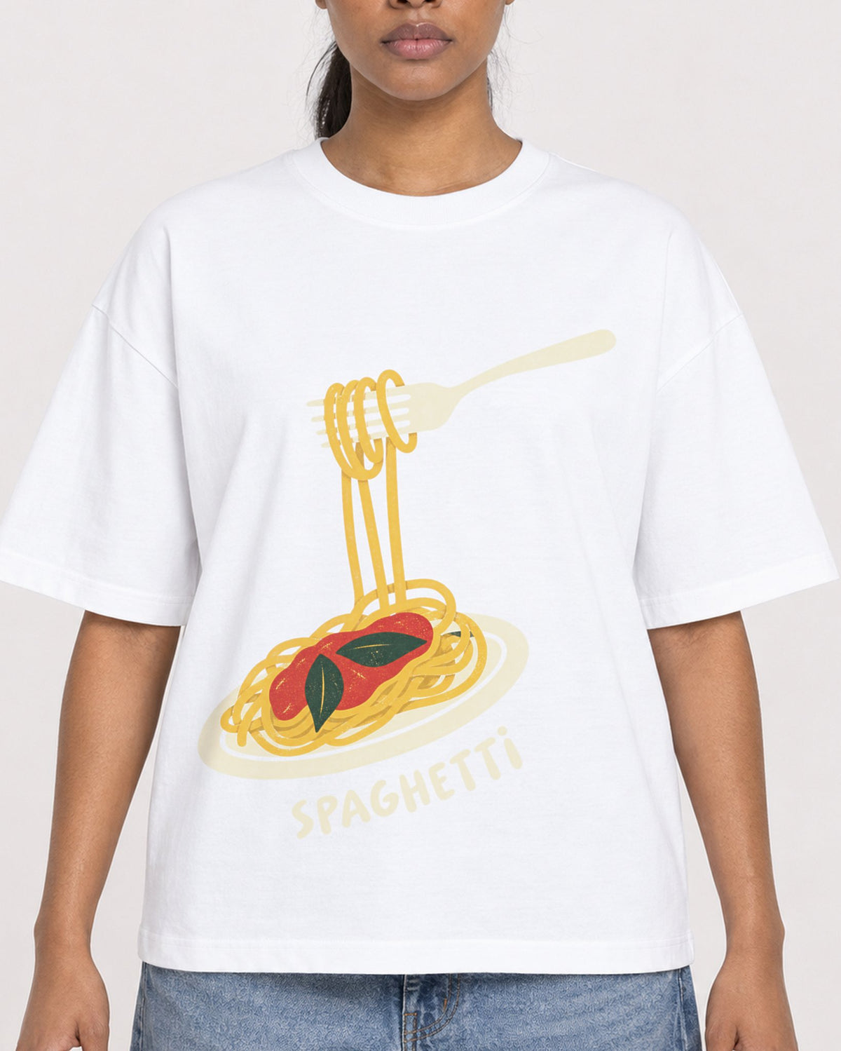 Mockup Boxy Heavyweight Tee White female close-up 25
