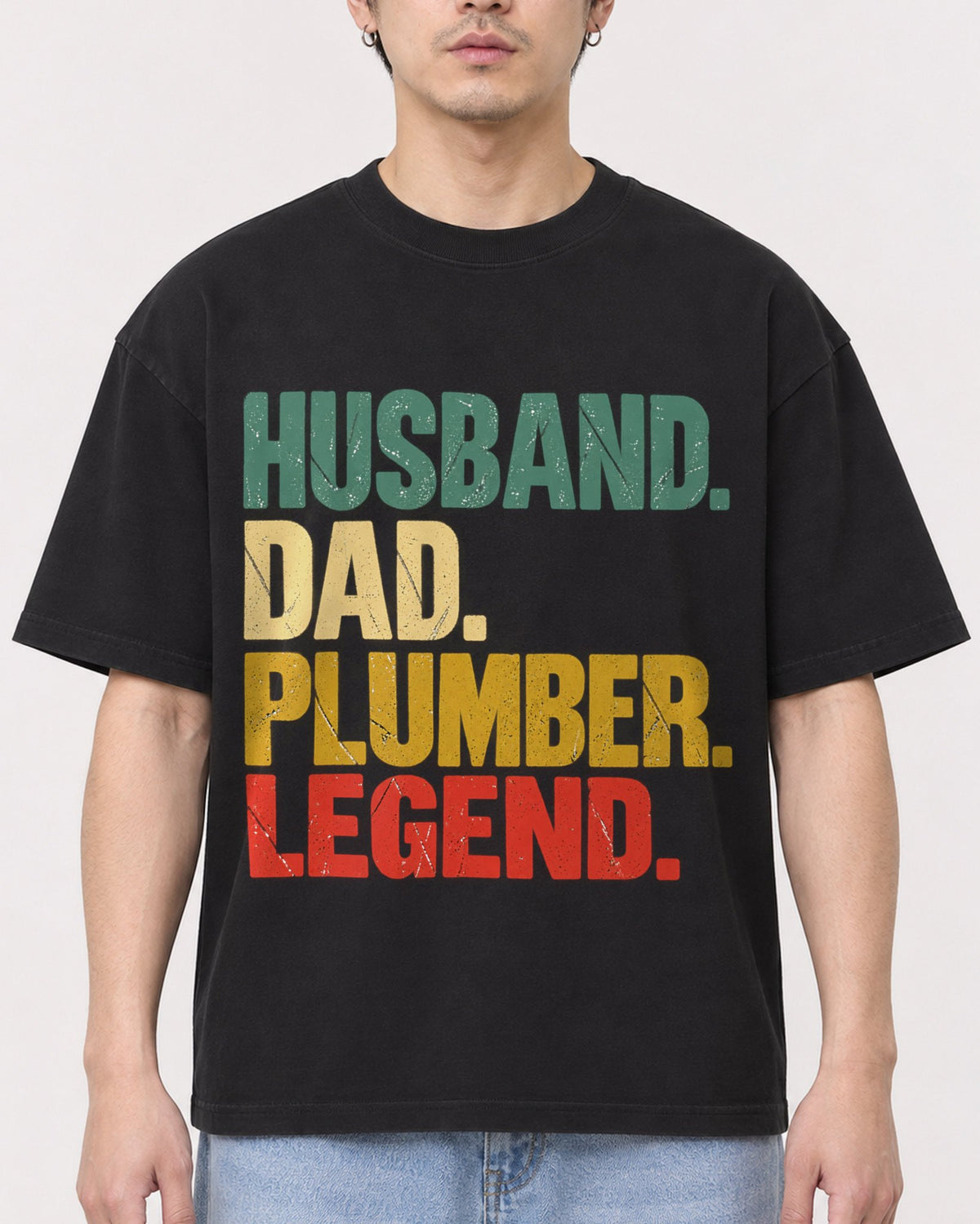 Mockup Boxy Heavyweight Tee Black male close-up 13