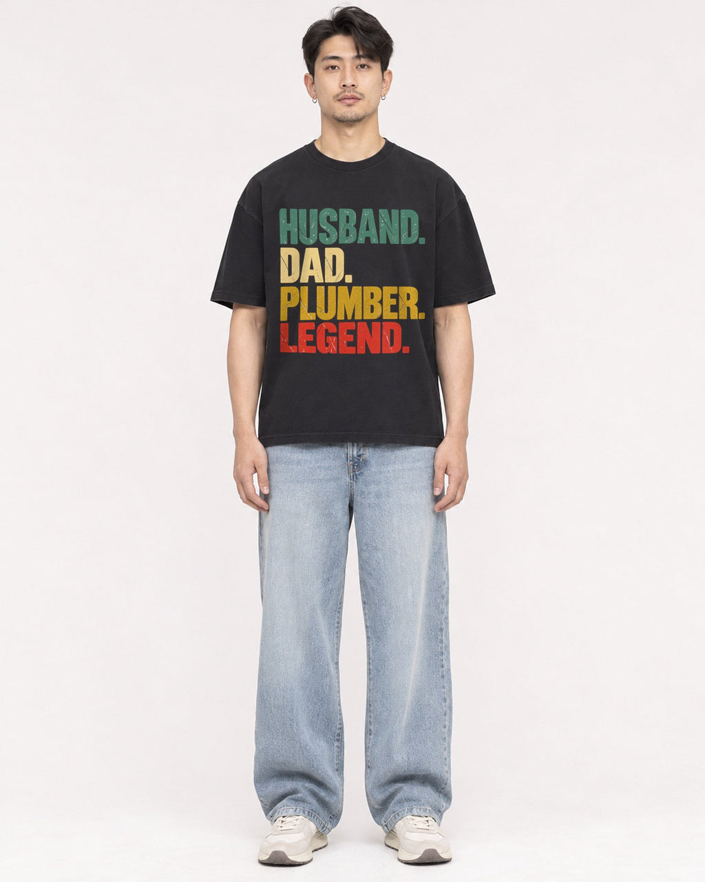 Mockup Boxy Heavyweight Tee Black male full-body 13