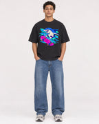 Mockup Boxy Heavyweight Tee Black male full-body 10