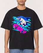 Mockup Boxy Heavyweight Tee Black male close-up 10