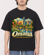 Mockup Boxy Heavyweight Tee Black male close-up 03