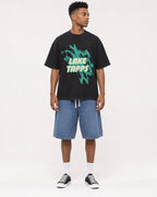 Mockup Boxy Heavyweight Tee Black male full-body 15