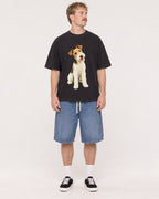 Mockup Boxy Heavyweight Tee Black male full-body 19