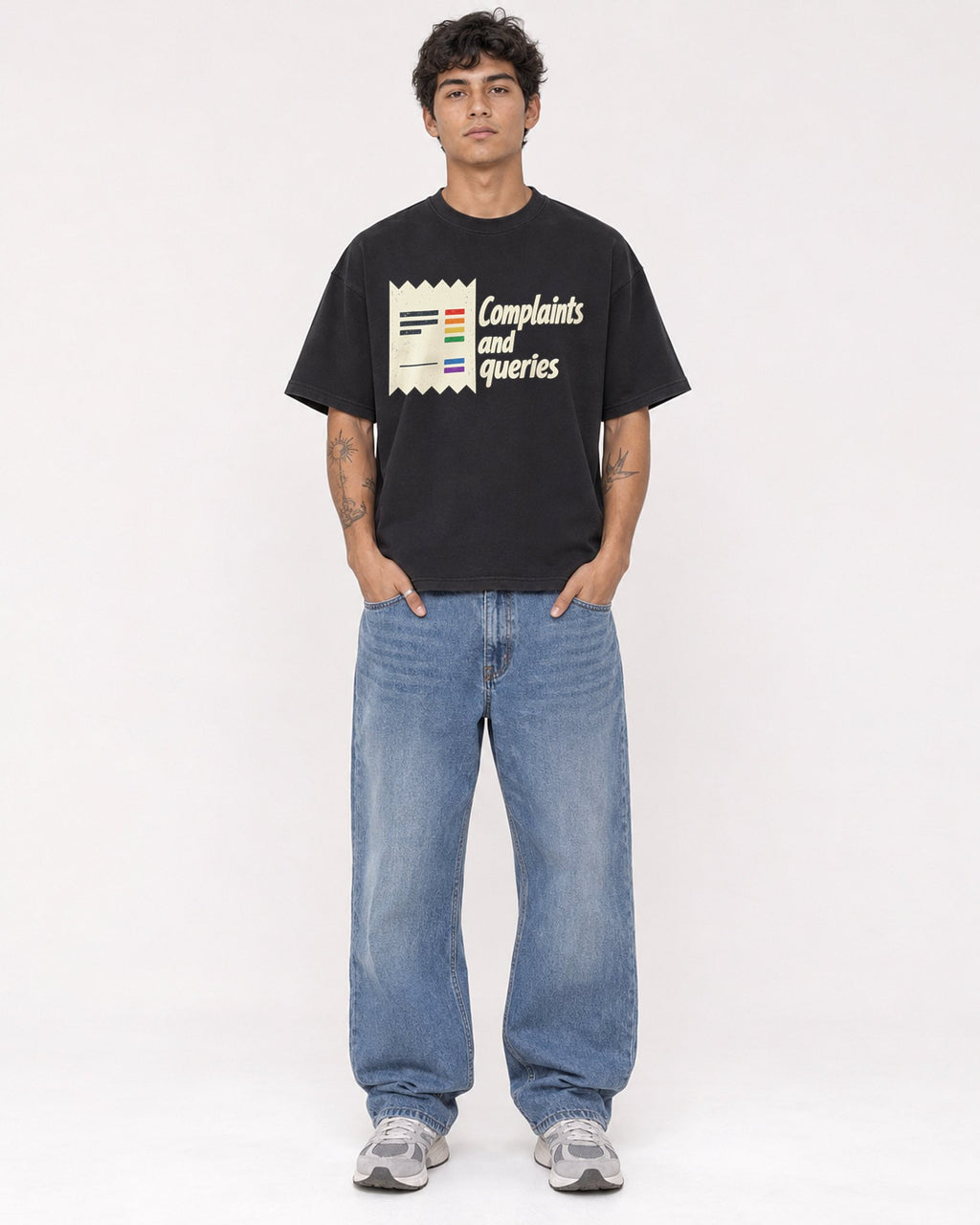 Mockup Boxy Heavyweight Tee Black male full-body 06