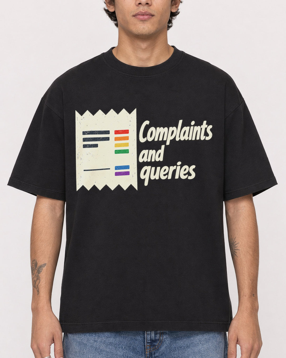 Mockup Boxy Heavyweight Tee Black male close-up 06