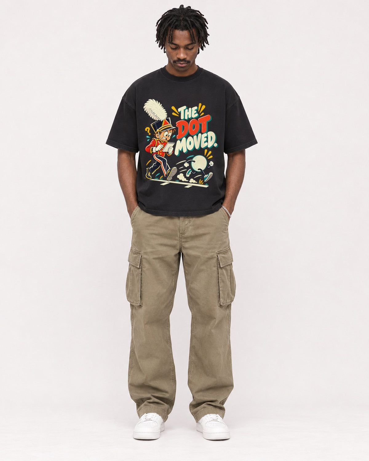 Mockup Boxy Heavyweight Tee Black male full-body 04