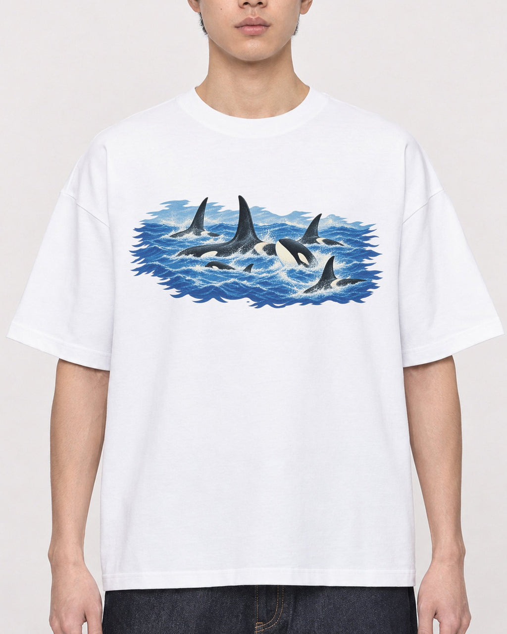 Mockup Boxy Heavyweight Tee White male close-up 01