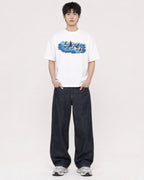 Mockup Boxy Heavyweight Tee White male full-body 01