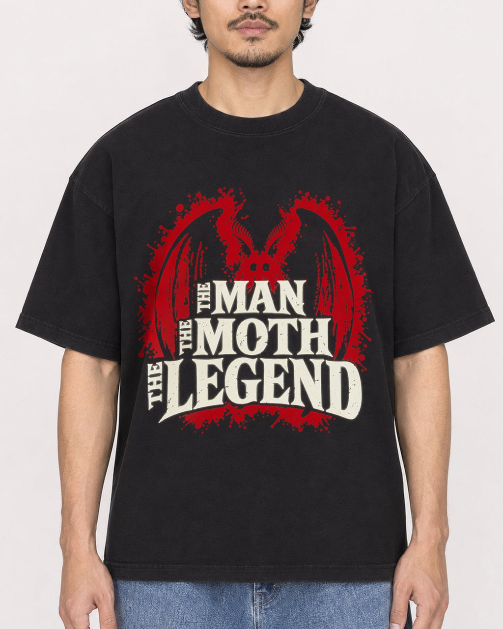 Mockup Boxy Heavyweight Tee Black male close-up 02