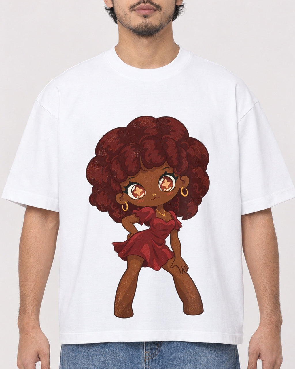 Mockup Boxy Heavyweight Tee White male close-up 02