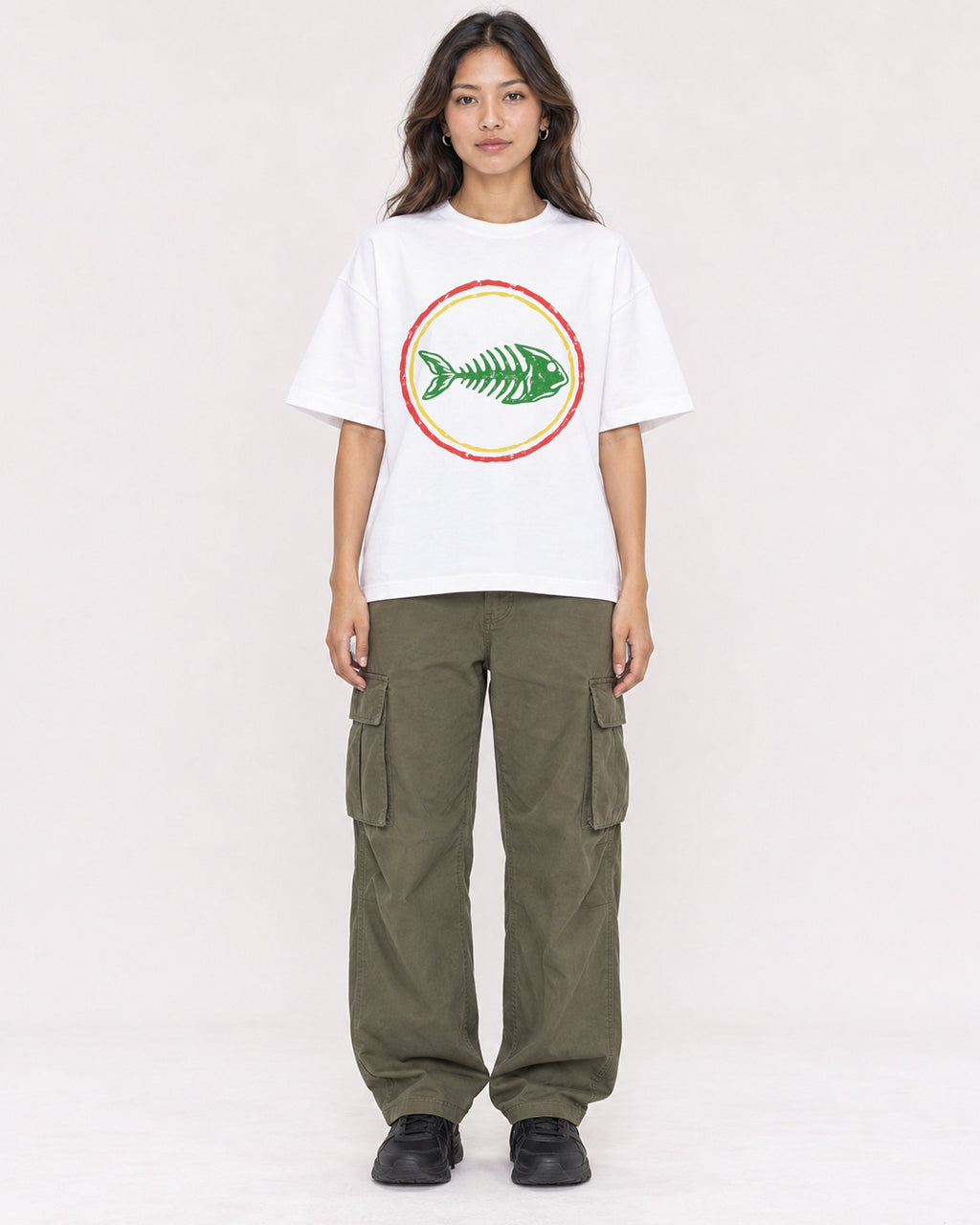 Mockup Boxy Heavyweight Tee White female full-body 02