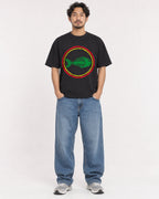 Mockup Boxy Heavyweight Tee Black male full-body 02