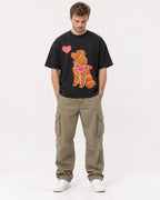 Mockup Boxy Heavyweight Tee Black male full-body 08