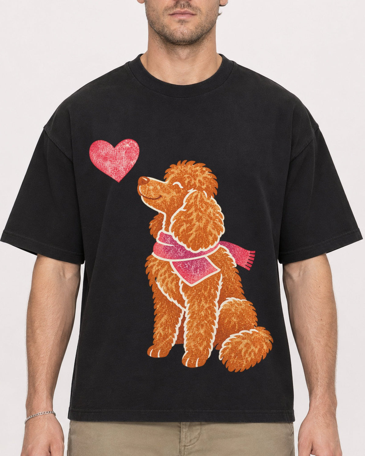 Mockup Boxy Heavyweight Tee Black male close-up 08