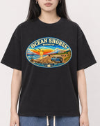 Mockup Boxy Heavyweight Tee Black female close-up 01