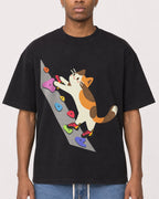 Mockup Boxy Heavyweight Tee Black male close-up 35