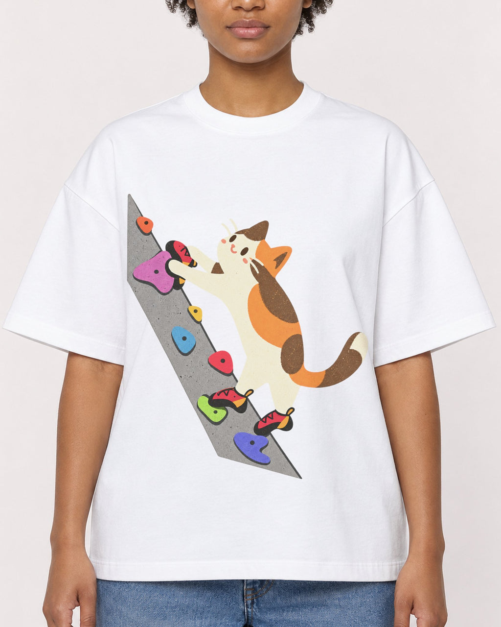 Mockup Boxy Heavyweight Tee White female close-up 35