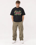 Mockup Boxy Heavyweight Tee Black male full-body 08
