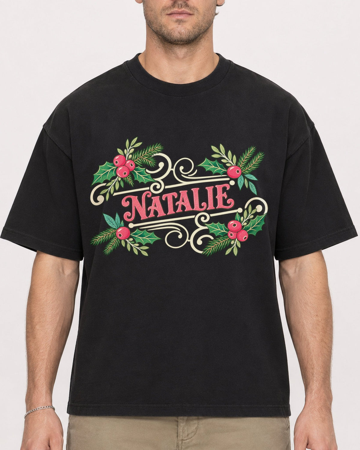 Mockup Boxy Heavyweight Tee Black male close-up 08