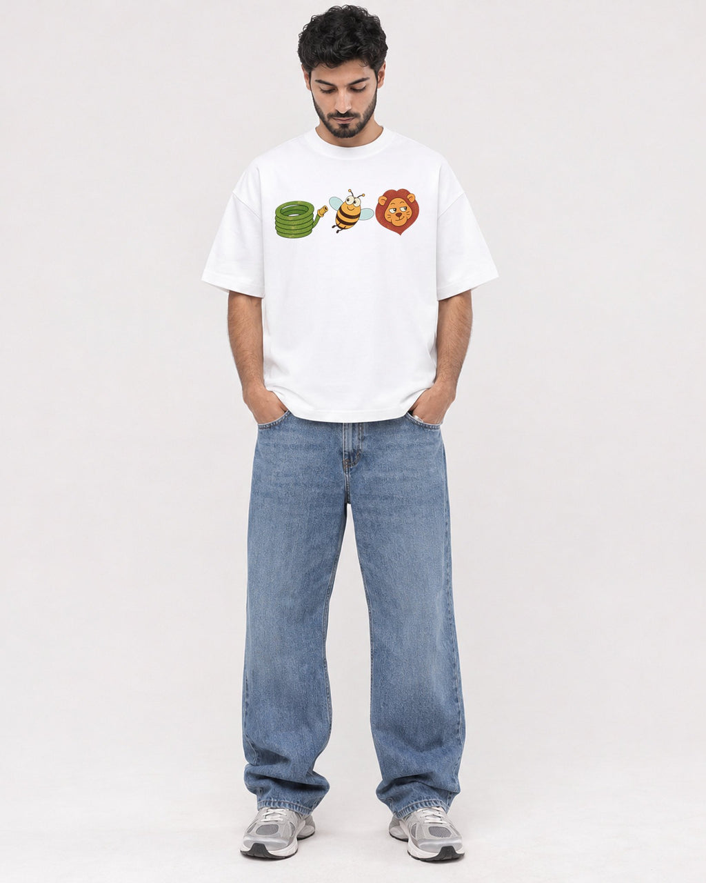 Mockup Boxy Heavyweight Tee White male full-body 07