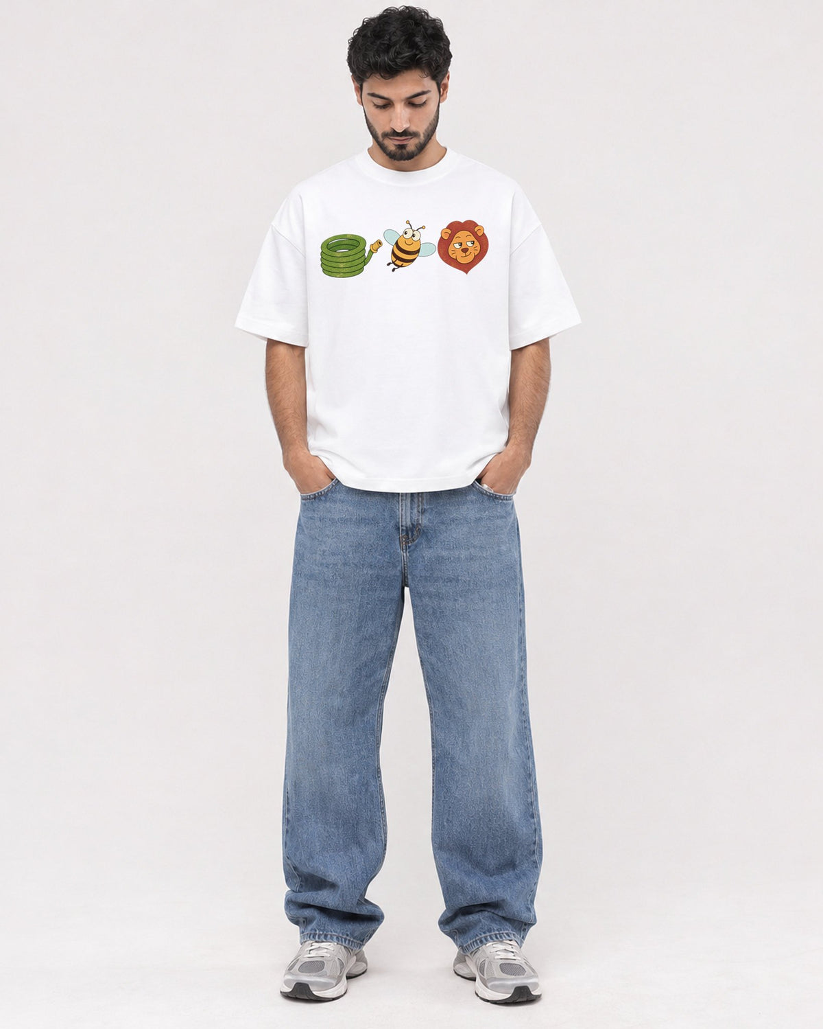 Mockup Boxy Heavyweight Tee White male full-body 07