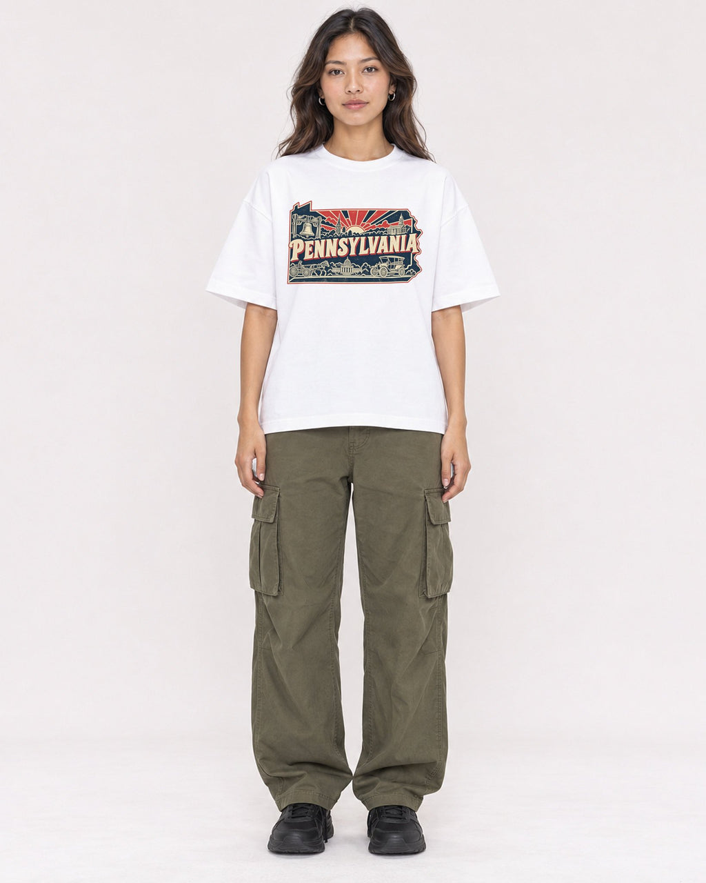 Mockup Boxy Heavyweight Tee White female full-body 02