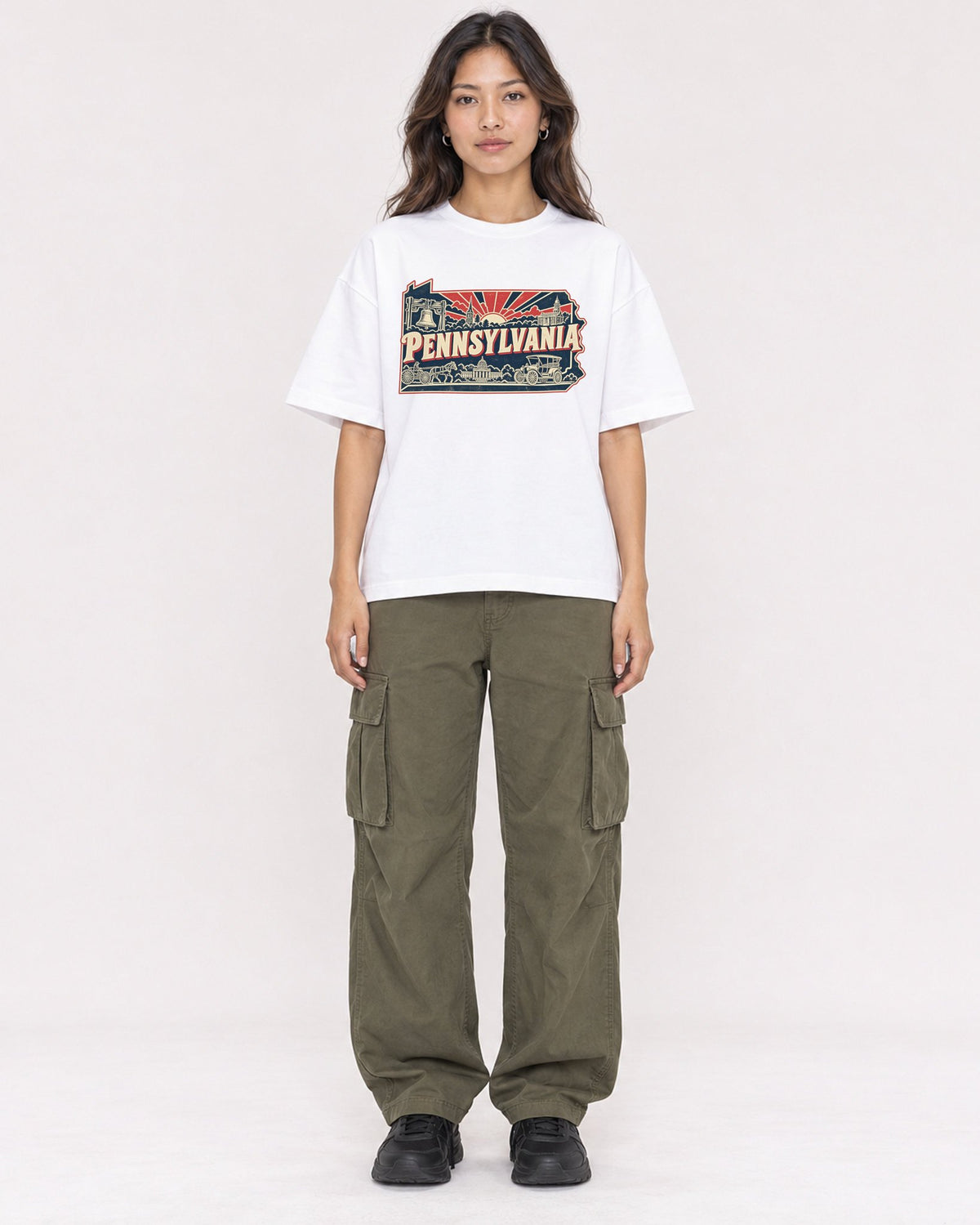 Mockup Boxy Heavyweight Tee White female full-body 02